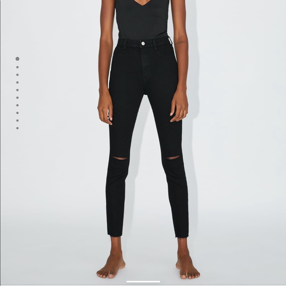Zara high waisted ripped  black jeggings